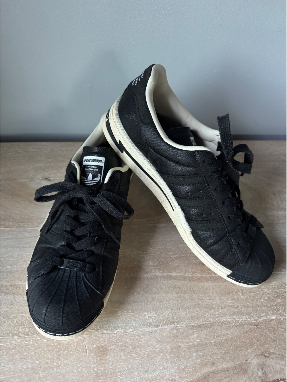 Adidas x Neighborhood Black Leather Sneakers Size 9,5